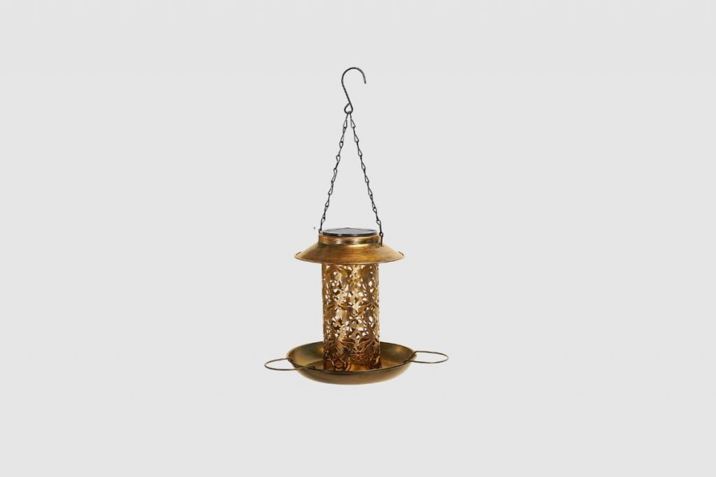LOGUIDE Solar Bird Feeder for Outdoors Hanging, Metal Outside Wild Bird
