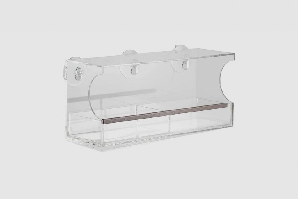 Nature’s Hangout_ Small Sized Clear Window Bird Feeder with Three Suction Cups