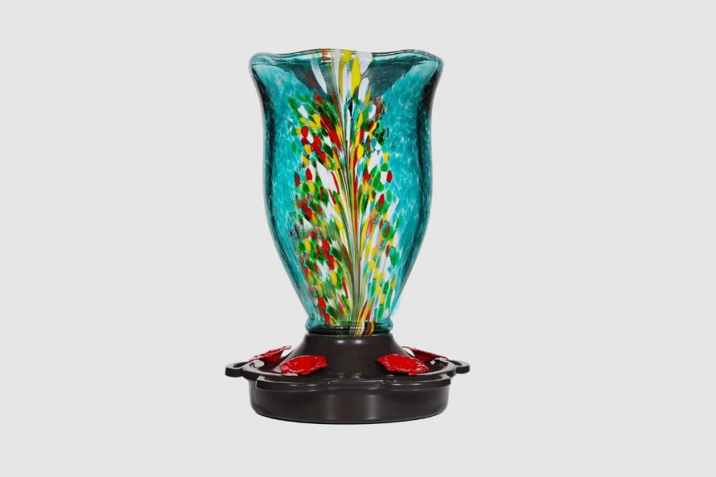 Lujji Blown Glass Hummingbird Feeder