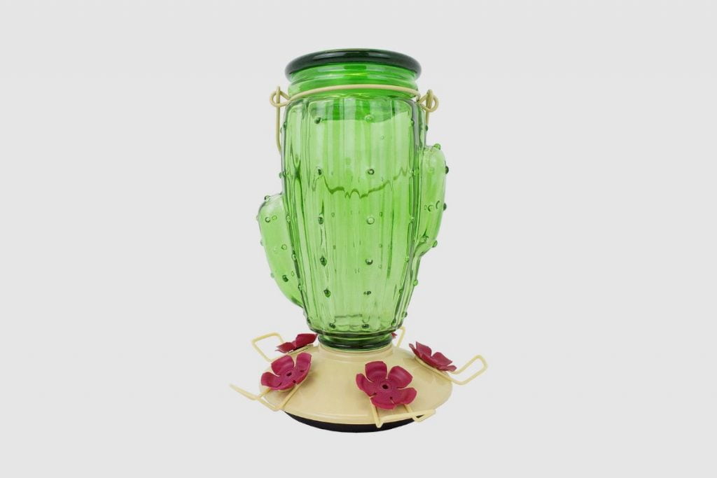 Perky-Pet 9111-1SR Cactus Top Fill Glass Hummingbird Feeder with Built-in Bee Guards and Removable Perches