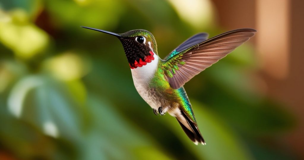 a hummingbird flying in the air