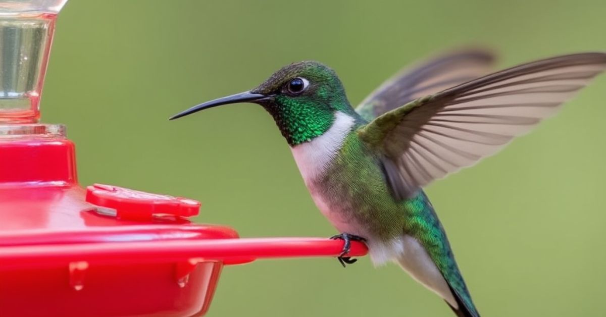 a hummingbird on a feeder