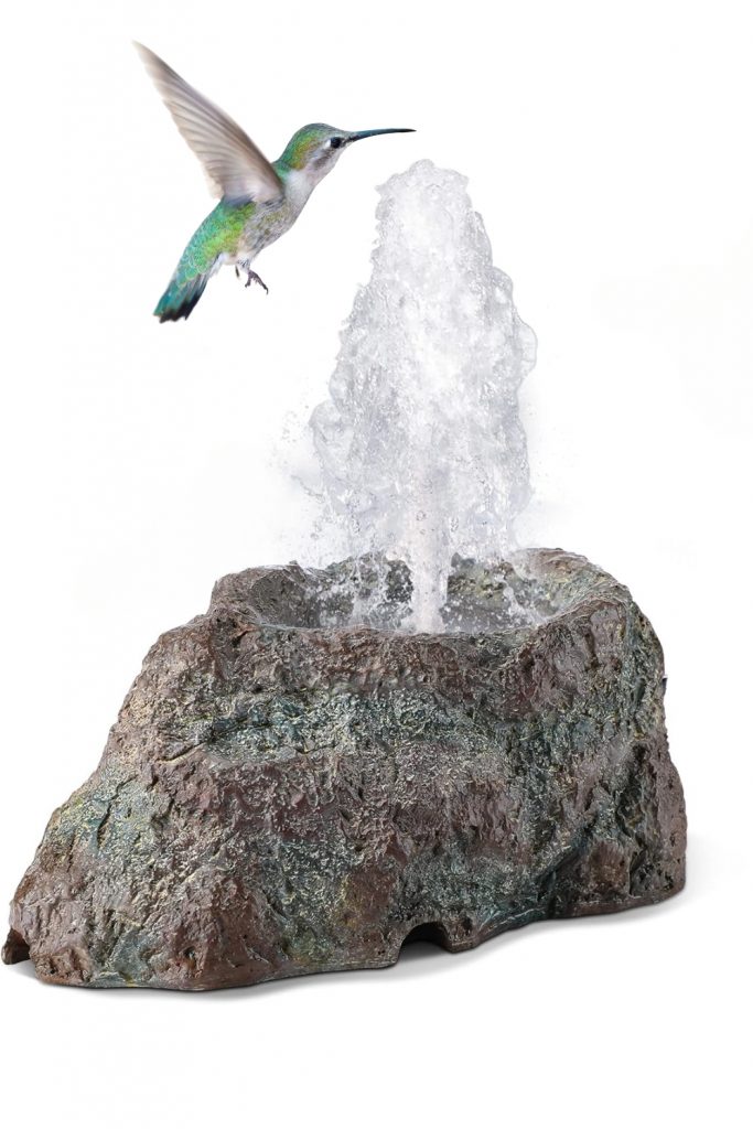 A hummingbird flying over a fountain - Solar Bird Bath Fountain Pump