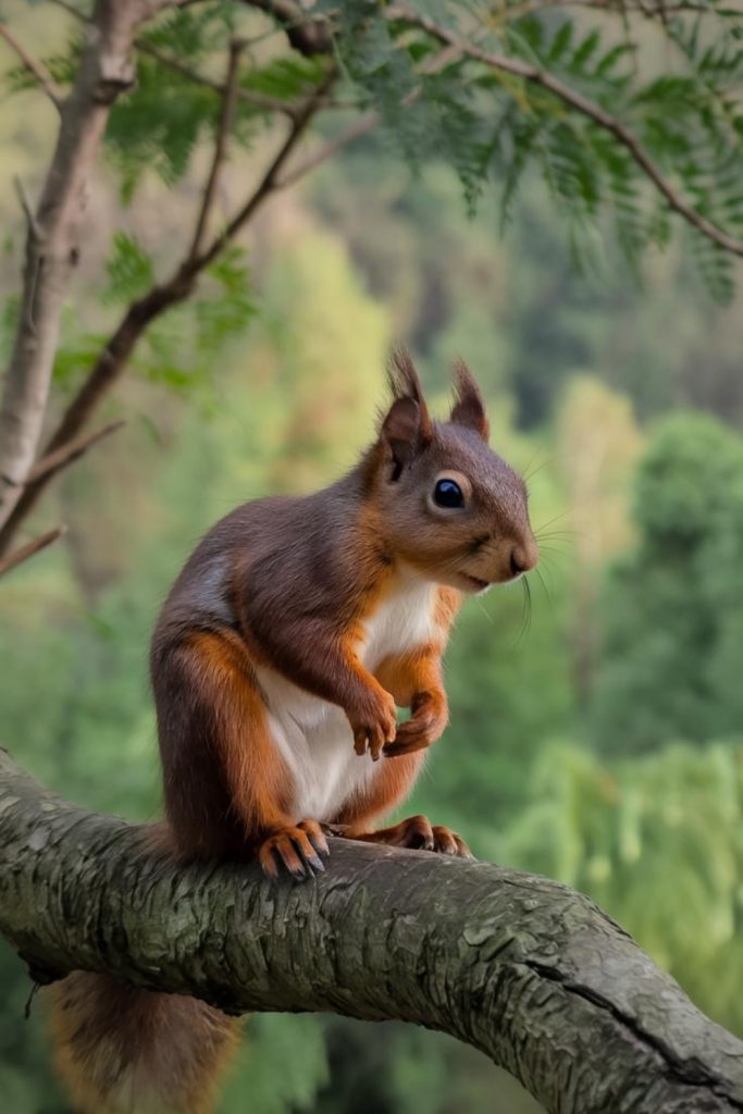 a squirrel on a tree branch