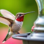 a hummingbird on a glass feeder