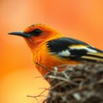 New World oriole by a nest