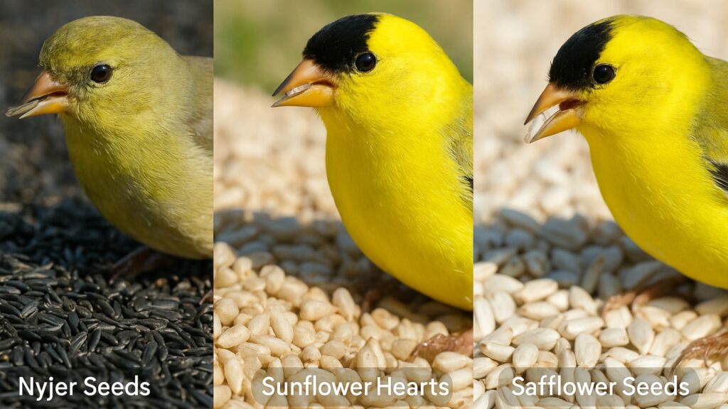 Goldfinch preferred seeds nyjer sunflower hearts safflower