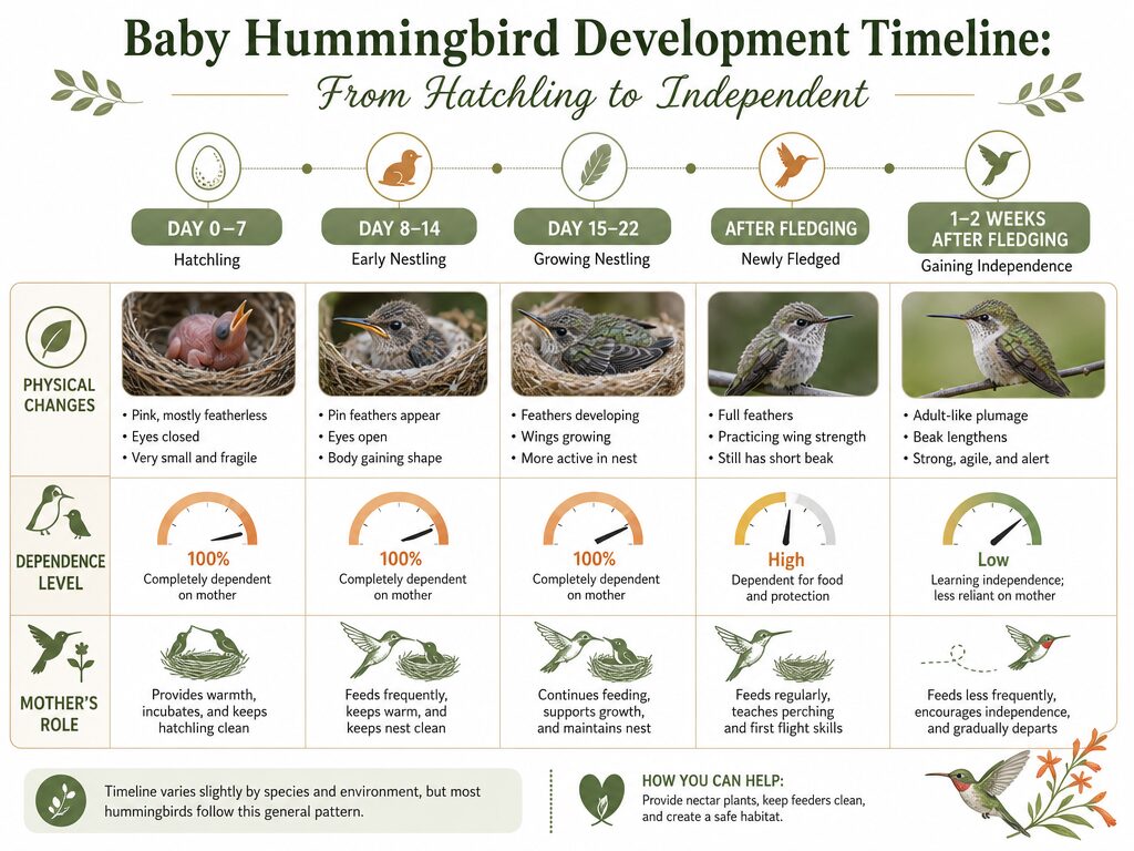 Baby Hummingbird Development Timeline Chart